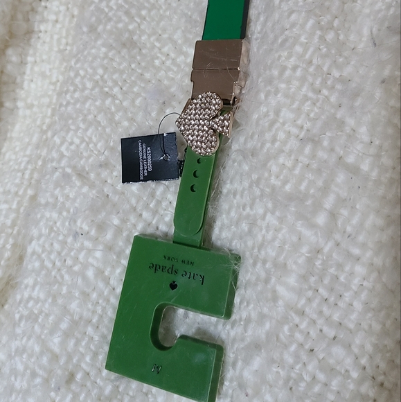 KATE SPADE Twist Reversible Belt Leather Green / Yellow Color Size Medium - Picture 5 of 7